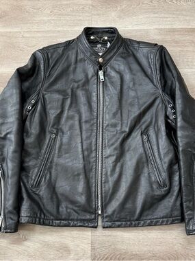 Vintage Fidelity Black Leather Cafe Racer Motorcycle Jacket Men Size 44 USA Made
